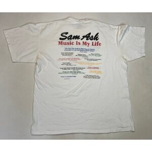 VINTAGE Sam Ask Music Is My Life 1994 T-shirt Men XL White USA 90s